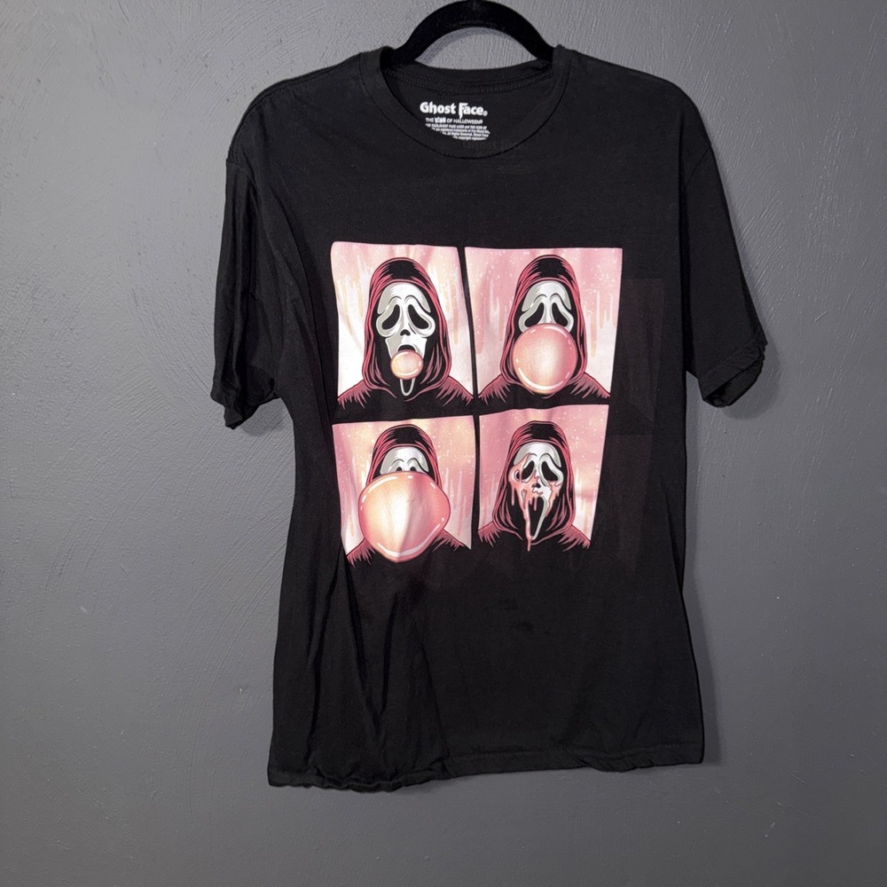 Scream ghost face graphic tee shirt top Halloween scary spooky Bubblegum Size L